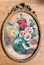 19e-eeuwse decoratieve ovale lijst met strik, goudkleurig, Ophalen