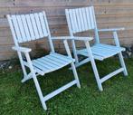 Tuinstoel brocante beach hout lichtblauw nóg 1x! Miekje's, Ophalen