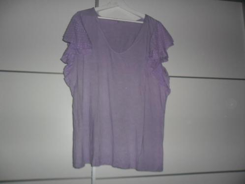 MS Mode Paars Top Met Dots Mouwen Maat XXL, Kleding | Dames, Tops, Zo goed als nieuw, Maat 46/48 (XL) of groter, Paars, Korte mouw