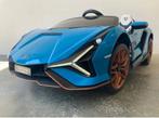 KINDERAUTO LAMBORGHINI SIAN 24 VOLT BLAUW - 2 PERSOONS, Ophalen, Zo goed als nieuw