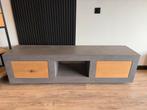 Betonlook TV meubel met eiken deurtjes- 200cm, Huis en Inrichting, Ophalen, 150 tot 200 cm, Eikenhout, Zo goed als nieuw