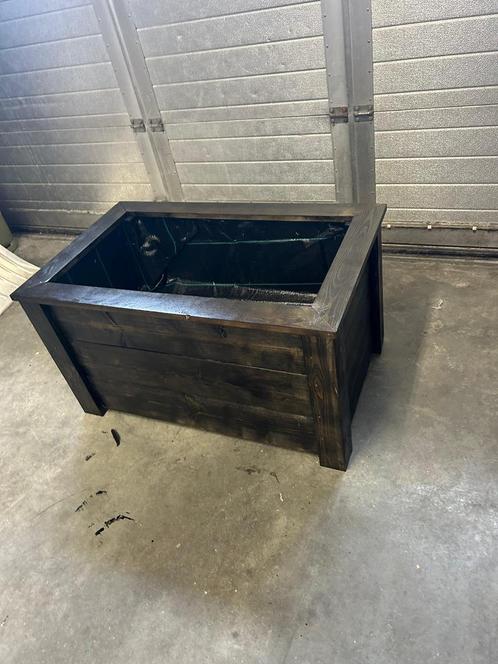 Plantenbak met zwarte beits, Tuin en Terras, Bloembakken en Plantenbakken, Nieuw, Hout, Tuin, 30 tot 60 cm, 60 tot 100 cm, Rechthoekig