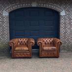 gerestaureerde Chesterfield bank + 2 Chesterfield fauteuils, Huis en Inrichting, Fauteuils, Ophalen, Gebruikt, Minder dan 75 cm