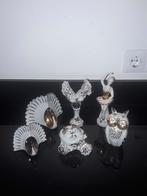 6 Capodimonte bladgouden beeldjes met swarovski kristal, Verzenden, Zo goed als nieuw, Porselein, Beeldje(s)