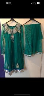 Groene anarkali jurk, Maat 38/40 (M), Galajurk, Verzenden, Zo goed als nieuw