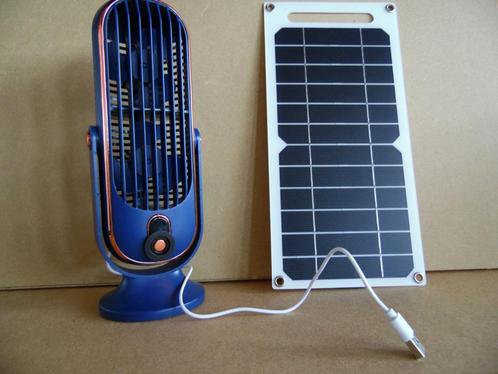 Kleine Tafelventilator, USB Oplaadbaar Plus Zonnepaneeltje., Witgoed en Apparatuur, Ventilatoren, Nieuw, Tafelventilator, Ophalen of Verzenden