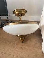 Antieke Plafondlamp wit met gouden details, Huis en Inrichting, Ophalen, Gebruikt, Glas