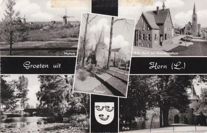 horn meerluik  kerk molen park, Verzamelen, Ansichtkaarten | Nederland, Noord-Brabant, Voor 1920, Ophalen of Verzenden