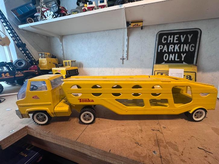 Tonka autocarrier 1960, Antiek en Kunst, Antiek | Speelgoed, Ophalen of Verzenden