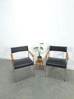 Stoelen DDR met chromen onderstel en zwarte bekleding, Ophalen, Gebruikt, Twee, Metaal