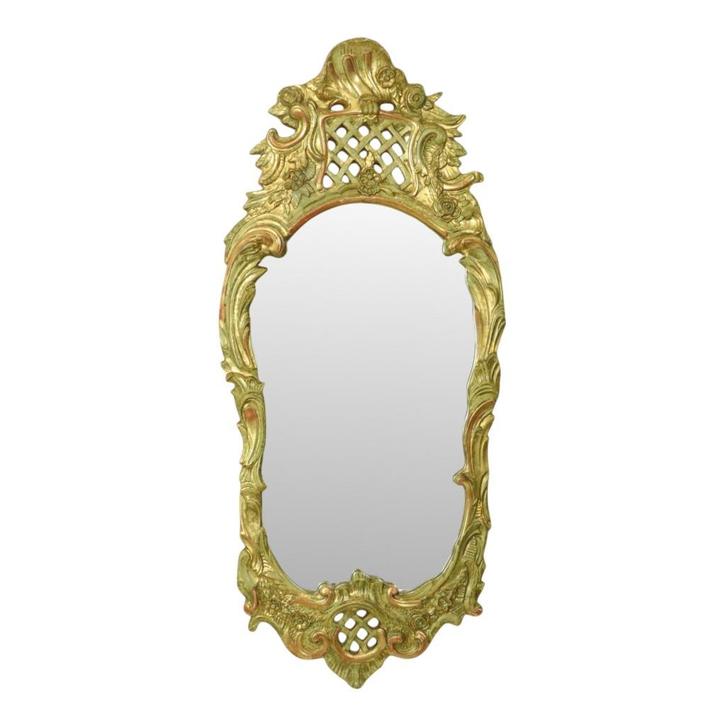Grote Zweedse Spiegel Bladgoud Verguld Rococo Stijl 119cm, Antiek en Kunst, Antiek | Spiegels, 50 tot 100 cm, 100 tot 150 cm, Overige vormen