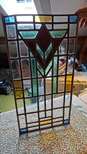  Uniek! Antiek/Vintage Glas-in-Lood Raam Paneel beschikbaar voor biedingen
