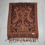 Pashmina sjaal 70x165 cm 100% kasjmier bruin beige franjes, Pashmina, Ophalen of Verzenden, Zo goed als nieuw, Sjaal