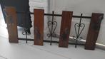 Vintage wandkapstok hout metaal 4 haken, Wandkapstok, Gebruikt, Ophalen of Verzenden, Minder dan 100 cm