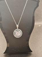 Antiek stijl verzilverde ketting met zirkonia., Info@SlatsAntiek.nl, Overige materialen, Vof Slats Antiek, Ophalen of Verzenden