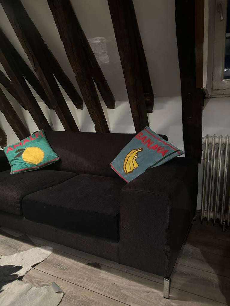 Zwarte Design Bank / Black Designer Couch, Gebruikt, Driepersoons, 75 tot 100 cm, Ophalen of Verzenden