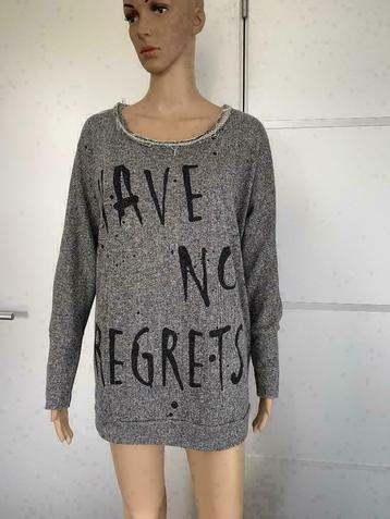 F101 Amisu maat: XS/S=34/36 oversized trui lang top grijs beschikbaar voor biedingen