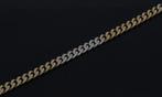 Unisex bicolor gouden gourmet schakel armband heren dames, Sieraden, Tassen en Uiterlijk, Armbanden, Ophalen of Verzenden, Zo goed als nieuw