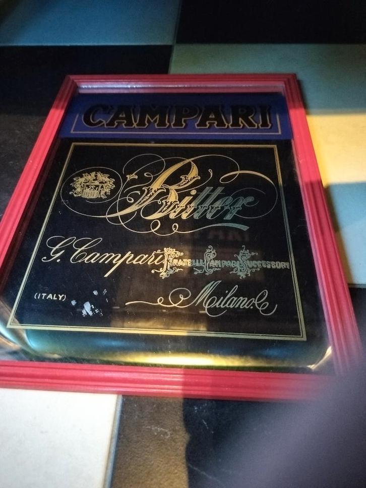 Brouwerij: spiegels en dienblad met spiegel campari, Verzamelen, Biermerken, Overige merken, Ophalen