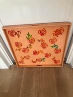 Vierkant houten beschilderd dienblad, Ophalen of Verzenden, Zo goed als nieuw, Vierkant, Hout