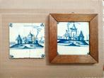 2 mooie oude Delfts Blauwe tegeltjes. 13 x 13 cm., Antiek en Kunst, Antiek | Wandborden en Tegels, Ophalen of Verzenden
