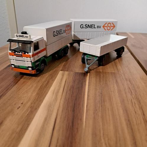G SNEL WOERDEN TEKNOSCANIA 142 CBN HUIF /LOSSE HANGER Z.HUIF, Hobby en Vrije tijd, Modelauto's | 1:50, Zo goed als nieuw, Bus of Vrachtwagen