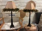 Vintage Tafellampen Set met Veren, Ophalen of Verzenden, Gebruikt, Stof, Minder dan 50 cm