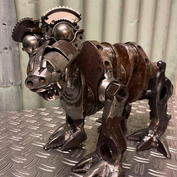 IJzeren dinosaurus - t rex - upcycling - metal art, Huis en Inrichting, Woonaccessoires | Overige, Gebruikt, Ophalen of Verzenden