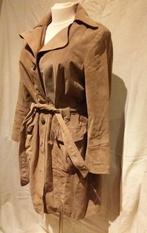 lange SUEDE-LEREN JAS khaki kleur, Ophalen of Verzenden, Gedragen, Maat 46/48 (XL) of groter, Groen