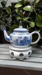 Emaille theepot met blue willow decor, Ophalen of Verzenden