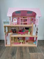 Mooi houten poppenhuis incl. meubels en 6 popjes, Ophalen, Zo goed als nieuw, Poppenhuis