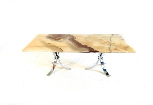 Vintage salontafel Onyx & chroom jaren ‘80, Huis en Inrichting, Tafels | Salontafels, Zo goed als nieuw, Minder dan 50 cm, 50 tot 100 cm