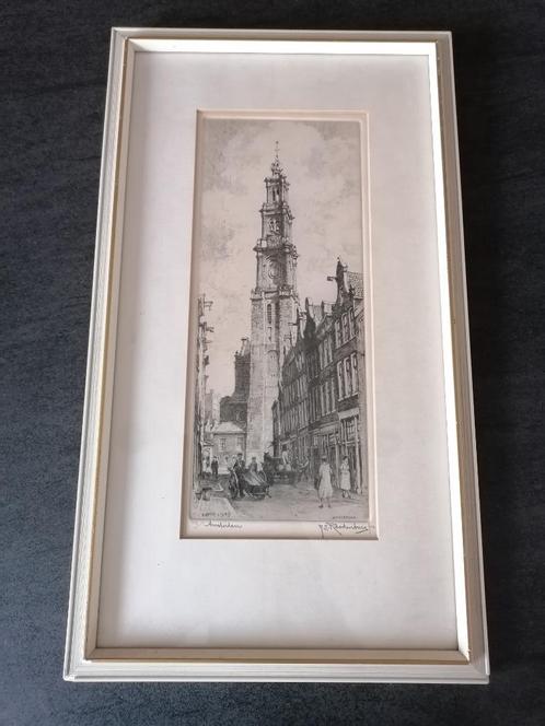 Ets gesigneerd Bloemstraat Hendrikus Roodenburg (1895-1987), Antiek en Kunst, Kunst | Etsen en Gravures, Ophalen of Verzenden