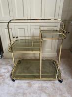 Vintage goudkleurige drankkar/serveerkar, Huis en Inrichting, Ophalen, Vintage, 75 cm of meer, 60 cm of meer