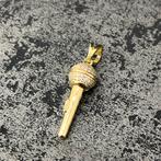 14 karaat gouden hanger microfoon kettinghanger, Ophalen of Verzenden, Zo goed als nieuw, Goud, Kruis of Symbool