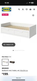 IKEA BRIMNES BED, Ophalen, Wit, Tweepersoons, Zo goed als nieuw