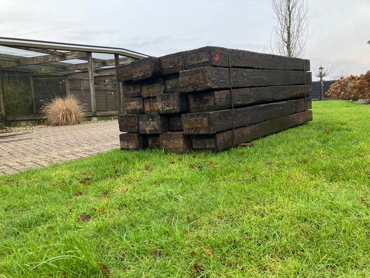 Eiken spoorbielzen 260x15x25, Tuin en Terras, Palen, Balken en Planken, Zo goed als nieuw, Balken, 250 cm of meer, Ophalen of Verzenden