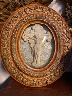 Ovaal Reliekhouder Kruisbeeld in Vergulde Lijst, Antiek en Kunst, Ophalen