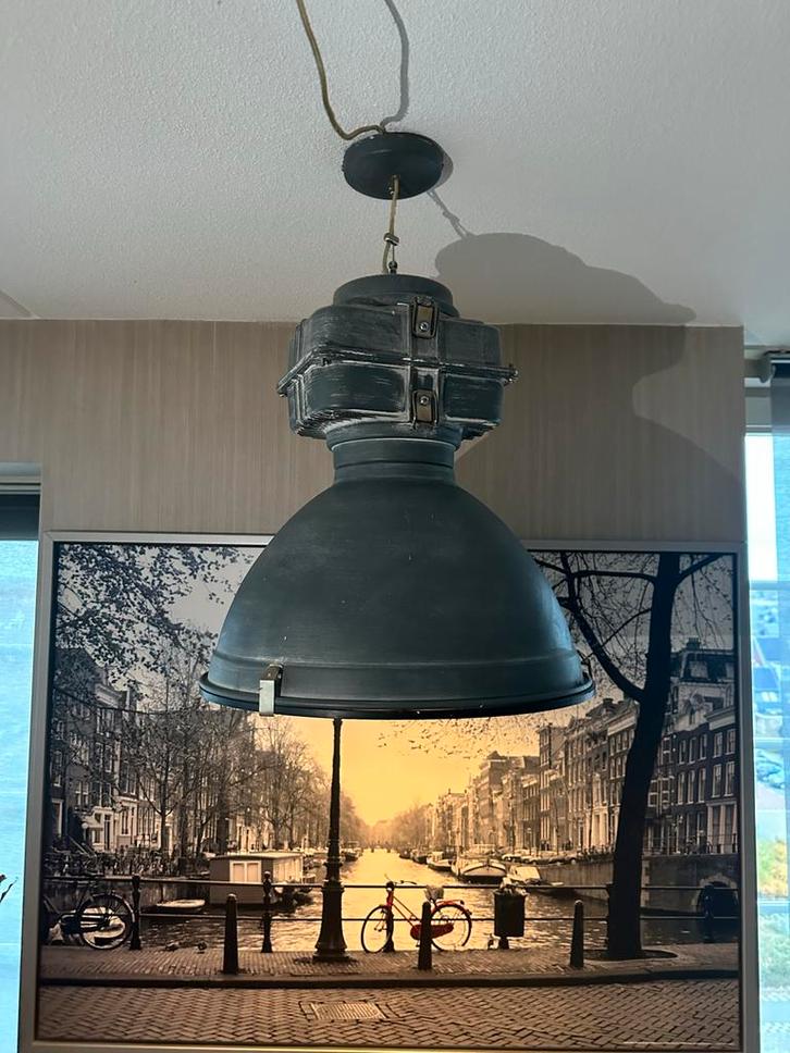 Industriële Hanglamp Metaal, Huis en Inrichting, Lampen | Hanglampen, Gebruikt, Minder dan 50 cm, Metaal, Ophalen of Verzenden
