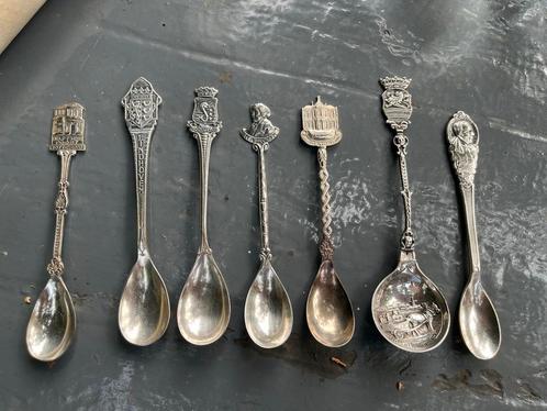 Verzilverde Souvenirlepeltjes Nederland - 7 stuks, Antiek en Kunst, Antiek | Bestek, Ophalen