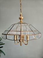 Vintage glazen hanglamp / kroonluchter, facet geslepen, Huis en Inrichting, Lampen | Hanglampen, Ophalen, Gebruikt, 50 tot 75 cm