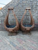 Houten Staande Bloembakken - Set van 2, Tuin en Terras, Ophalen, Gebruikt, Minder dan 60 cm, Overige vormen