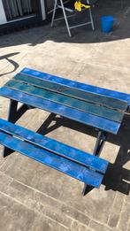 Kinderpickniktafel , blauw, Tuin en Terras, Ophalen, Gebruikt, Rechthoekig, Hout