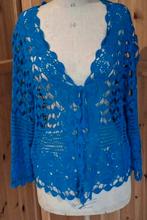 Prachtig gehaakt vest, Kleding | Dames, Truien en Vesten, Ophalen of Verzenden, Zo goed als nieuw, Maat 42/44 (L), Blauw