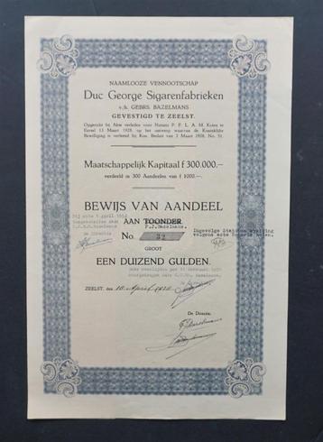 Duc George Sigarenfabrieken (Gebr.Bazelmans) - Zeelst 1928 beschikbaar voor biedingen