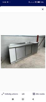 RVS buiten keuken, aanrecht. L 285 x B 81 x H 104 cm. Spoelb, Ophalen, Gebruikt, Metaal