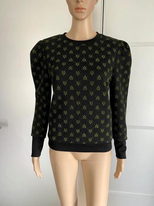 i113 Nikkie maat 34/36=XS/S trui  top donker-grijs/geel, Kleding | Dames, Truien en Vesten, Zo goed als nieuw, Maat 36 (S), Grijs