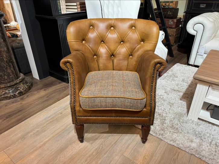 CHESTERFIELD TUB FAUTEUIL HARRIS TWEED STOF VINTAGE Hampton, Huis en Inrichting, Fauteuils, Nieuw, Stof, 75 tot 100 cm, Ophalen of Verzenden