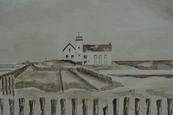 Prachtige aquarel Jaap Boekhout (1932 - 2022) Breskens, Antiek en Kunst, Kunst | Schilderijen | Modern, Ophalen of Verzenden