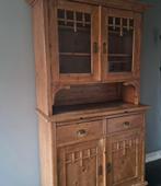 Antiek Grenen Buffetkast, Gebruikt, 100 tot 150 cm, 25 tot 50 cm, Met deur(en)